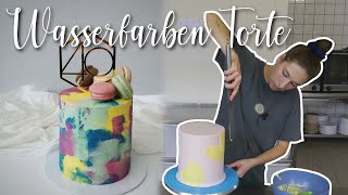 💙Torte mit bunter Buttercreme einstreichen  wasserfarben Optik [upl. by Suoicul]