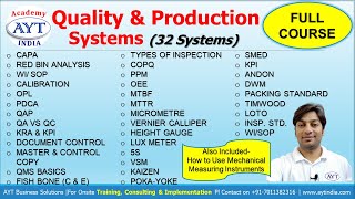 Training Video for Quality amp Production Engineers  Quality amp Production Systems 32 Systems  AYT [upl. by Annazor]