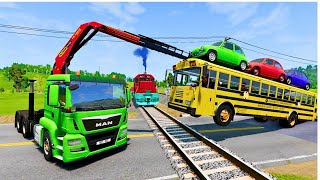 TRANSPORTING PIXAR CARS amp FRUITS WITH COLORED amp JOHN DEERE vs CLAAS vs TRACTORS  BeamNGdrive [upl. by Ahsiki960]