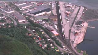 HD Birdseye view of freight trains at Narvik terminal in busy midnight hour timelapsed [upl. by Fitzpatrick]