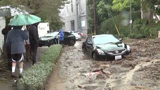 Historic rainfall causes mudslides in Los Angeles [upl. by Yeslaehc]