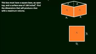 36 Optimization  Box with max volume Part 1 [upl. by Saidee]