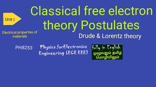 Physics Classical free electron theory Postulates [upl. by Pennebaker]