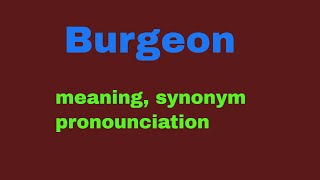 Burgeon Meanning in English pronounciation synonym amp usage [upl. by Shulock784]