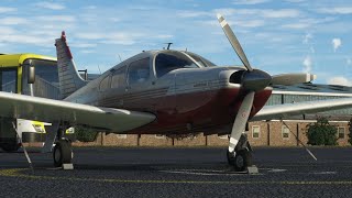 Flying the updated JustFlight Turbo Arrow III from Wycombe Air Park to London Oxford in MSFS [upl. by Eimar433]