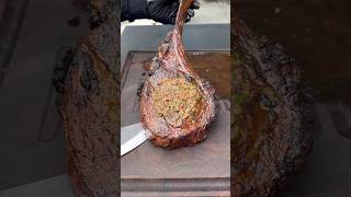 Smoked tomahawk steak with bacon and herb compound butter [upl. by Niwri]