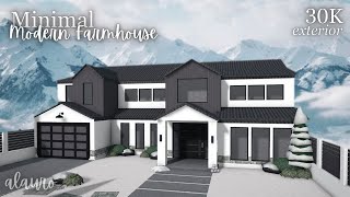 Minimal Modern Farmhouse  30K Exterior  Bloxburg Speed Build [upl. by Gautea]