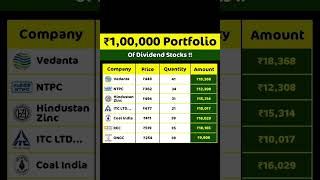 ₹100000 portfolio of dividend stocks share market analysis stocks investing shorts stockmarket [upl. by Euqinimod]