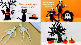 DIY Expert Shares 4 Spooky Halloween Deko Ideas  4 Geisterhand basteln mit pfeifenreiniger [upl. by Cyprian]