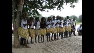 School learners perform traditional dance at Choi Zambezi Region formerly Caprivi Namibia [upl. by Sibelle9]