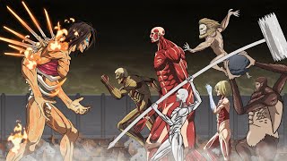 Part 2 of Eren Levi Mikasa Armin vs Armored Titan Female Titan Jaw Warhammer  Attack on Titan [upl. by Ariaj609]