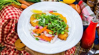 Mia Castros Veal Milanese with Spring Vegetables amp Carrot Puree  Home amp Family [upl. by Mayhew397]