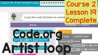 Codeorg lesson 19 course 2 Artist Nested loopcodeorg tutorialscodeorg for begginers [upl. by Coffee185]