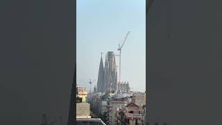 La PedreraCasa Milà rooftop with a view of Sagrada Familia Barcelona Spain [upl. by Orthman]