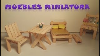 como hacer muebles miniatura con palitos de paleta [upl. by Airetnohs]