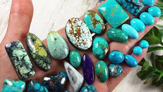 Turquoise and Gemstone cabochons hand cut by Dillon Hartman [upl. by Acirrej]