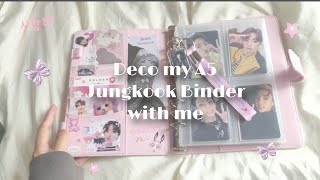 Deco with me 🧸🤍 Decorating my A5 jungkook photocard binder  kpop  asmr [upl. by Ayhtnic]