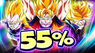 Dokkan Battle 55 LEVEL 1 LINKS LR SSJ GOKU VEGETA amp TRUNKS COMPLETE OVERVIEW AND SHOWCASE [upl. by Goldy233]