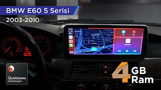 BMW E60 5 serisi 4 GB RAM QLED Ekran 125inç Kablosuz Carplay Qualcomm Android Multimedya Navigasyon [upl. by Lucias]