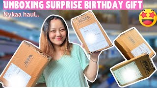 Surprise birthday gift🤩 Unboxing  Nykaa Haul🛍️ [upl. by Enahsal]