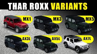 Mahindra Thar Roxx Variants Explained  Thar Roxx All Variants Price  Color and Features [upl. by Ssidnak]