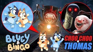 Drone Catches CHOO CHOO CHARLES AND THOMAS THE TRAIN VS BLUEY AND BINGO THEY FOUGHT [upl. by Paik]