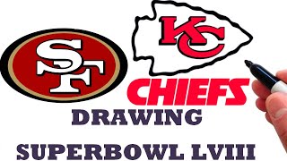 DRAWING SUPERBOWL LVIII L49ERS amp CHIEFS LOGOS [upl. by Angrist137]