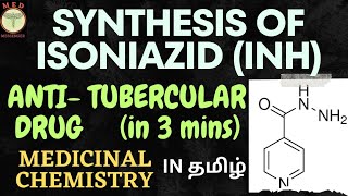 SYNTHESIS OF ISONIAZID  STRUCTURE OF ISONIAZID  ANTITUBERCULAR DRUG  Medicinal chemistry  Tamil [upl. by Dirtsa]