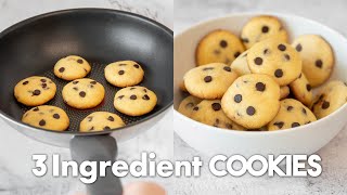 3 INGREDIENT Chocolate Chip COOKIES 🍪  No Oven No Flour and No Egg [upl. by Nomma]