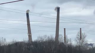 Conesville Ohio AEP smokestack demolition  Dec 19 2021 [upl. by Enitsyrhc]