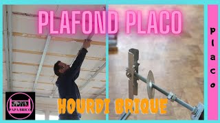 COMMENT POSER UN PLAFOND PLACO SOUS HOURDI BRIQUE EN SUSPENTE BASCULE [upl. by Devlin271]