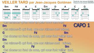 Jean Jacques Goldman Veiller tard Karao Guitare [upl. by Akeber]