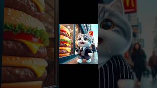 Cat want burger shorts short cat lovecats catscatvideos kittens catlover ai aicat kitten [upl. by Ytisahc236]