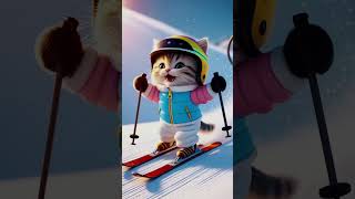 Skiing cat catlover kitten skiing snow snowskating snowski [upl. by Amerigo310]