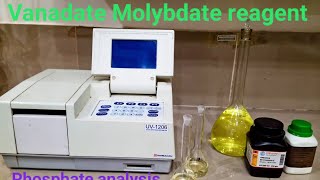 Preparation of molybdovanadate reagent  UV spectrophotometer method for phosphate analysis  P2O5 [upl. by Whitten]