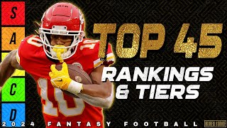 Top 45 Running Back Rankings amp Tiers  2024 Fantasy Football [upl. by Karney]