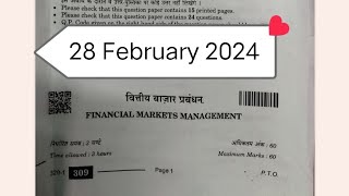 cbse class 12 financial markets mangement question paper 2024  class 12 fm paper 2024 board exam24 [upl. by Enilra919]