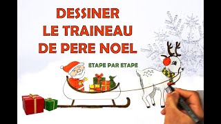 Comment dessiner un pere noel sur son traineau facilement etape par etape [upl. by Hellman]