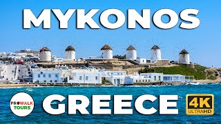 Mykonos Greece Daytime Walking Tour  4K  with Captions [upl. by Roxy]