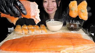 【ASMR 咀嚼音】サーモンの刺身＆寿司を食べてみました SALMON SASHIMI MUKBANG [upl. by Eberhard]