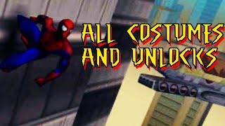 PS1 Spiderman 2000 All Costumes and Unlocks [upl. by Atinihc]