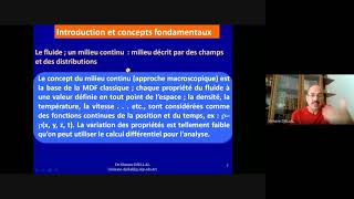 Cours Introduction à la MDF Concepts fondamentaux et propriétés des fluides Part 1 [upl. by Enneirda]