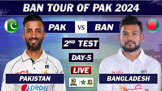 PAKISTAN vs BANGLADESH 2nd TEST MATCH DAY 5 LIVE COMMENTARY PAK vs BAN TEST MATCH LIVE [upl. by Atirrehs]