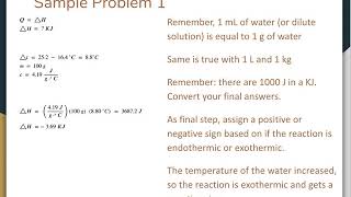 Chem 30 Calorimetry Sample Problems [upl. by Khichabia860]