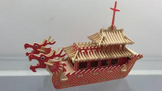 DIY Miniature Dragon Boat 2 3D Woodcraft Construction Kit Instruction [upl. by Dibbell809]