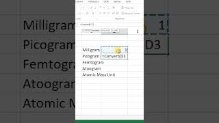 Convert Milligram into Picogram Microsoft Excel msexcel picogram excel shorts [upl. by Mou]