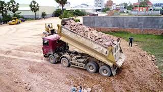 Part 2 Old Video Expert Operator Komatsu Dozer Drop Soils Into Water Mud Of Landfilling [upl. by Ursas]