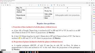 EXERCISE4  PROJECTION OF STRAIGHT LINES ROTATING LINE METHOD  2 [upl. by Inahs]