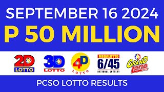 Lotto Result Today 9pm September 16 2024  PCSO Complete [upl. by Eiaj820]