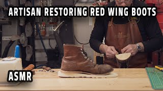 Resoling Red Wing Boots with Vibram Soles   Boots Cleaning Guide [upl. by Adle295]